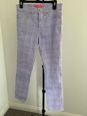 Lilly Pulitzer Lavender Check Cotton-Chino Pants